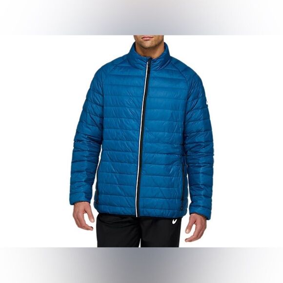 ASICS Men’s Large Down Puffer Jacket Zip Up Reflective - Picture 1 of 8
